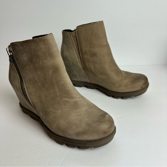 Sorel Joan Of Arctic Wedge II Booties Size 7.5 EU 38.5 Quarry Gray Leather Zip - Picture 10 of 10